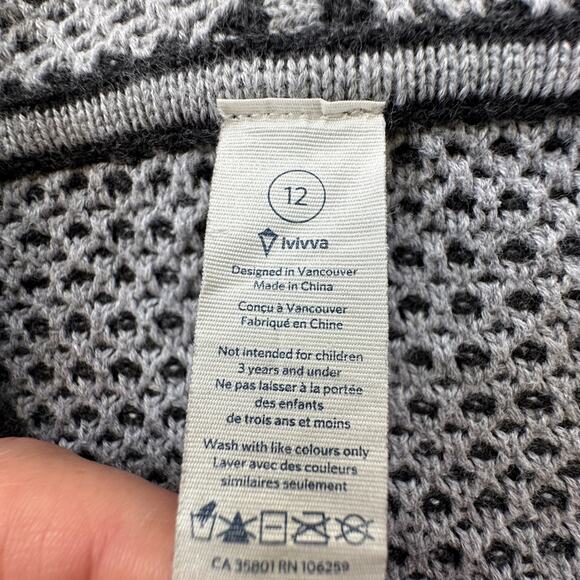 Ivivva Athletica Girl's Gray/Black Long Open Hooded Cardigan VGUC 12 - Picture 4 of 7